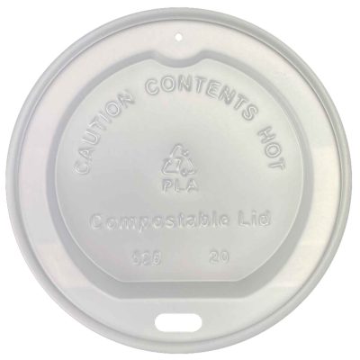 White CPLA Dome Lid for 10-24oz Paper Cup