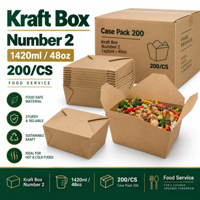 Kraft Box – Number 2 – 1420ml / 48oz Case- 200/CS