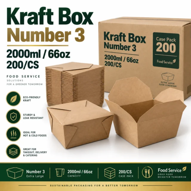 Kraft Box – Number 3 – 2000ml / 66oz Case - 200/CS