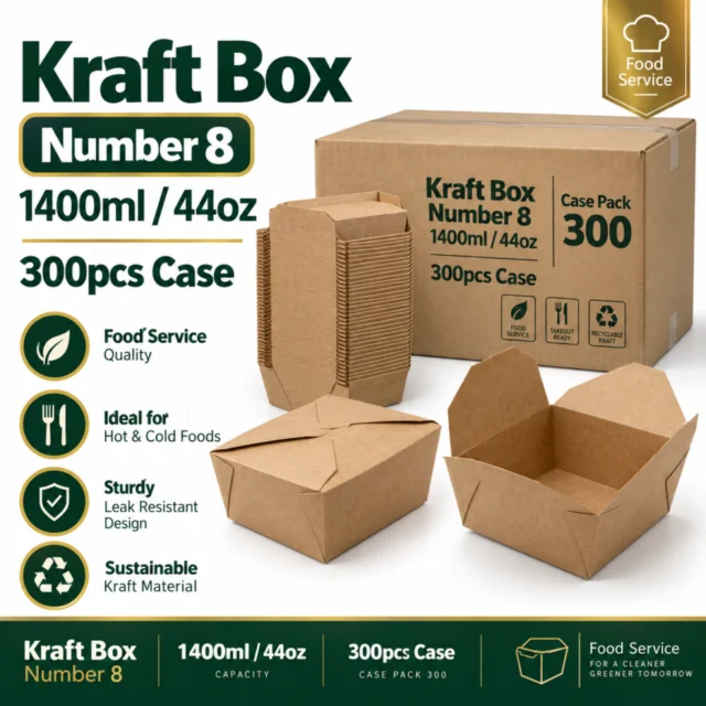 Kraft Box – Number 8 – 1400ml / 44oz - 300pcs Case