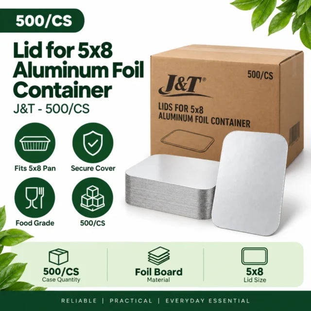 Lid for 5x8 Aluminium JandT Foil Container - 500/CS