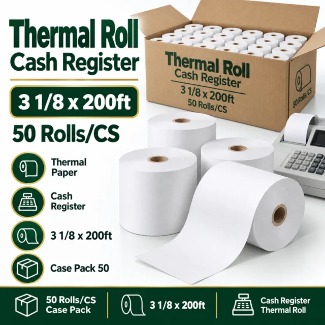 Thermal Roll - Cash Register -3 1/8x200ft 50 Rolls/CS