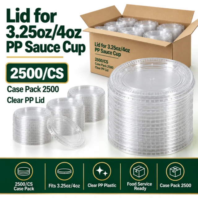 Lid for 3.25oz/4oz PP Sauce Cup / Case - 2500/CS