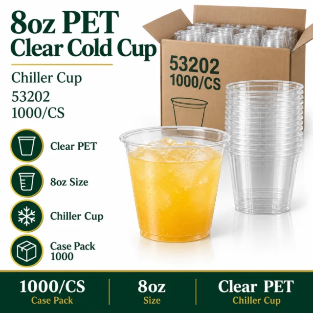 8oz Pet Clear Cold / Chiller Cup Case - 53202 -1000/CS