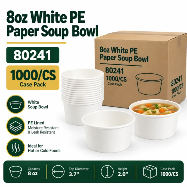 8oz White PE Paper Soup Bowl - 80241 - 1000/CS