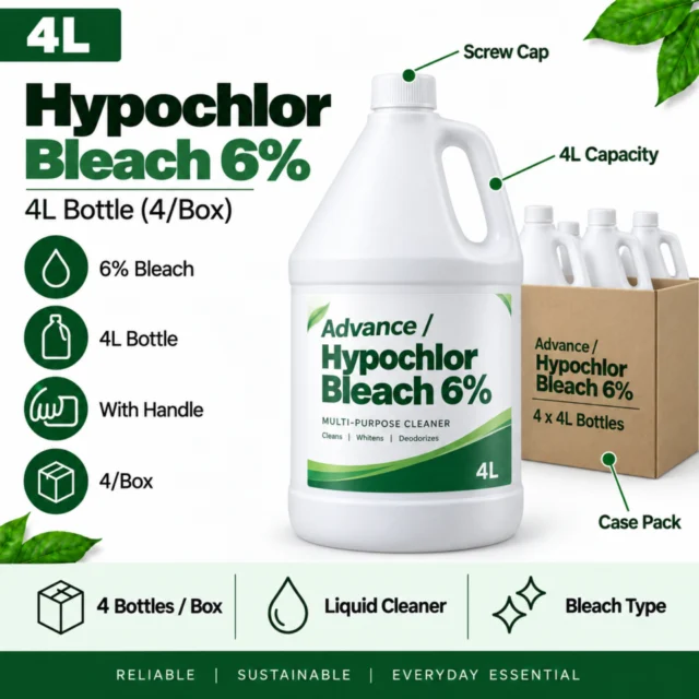 Advance/Hypochlor Bleach 6% 4L Bottle (4Bottles / Box)