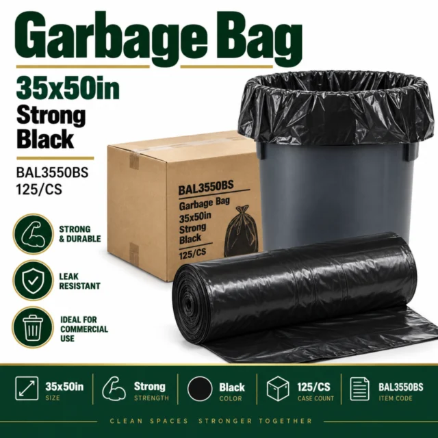 Garbage Bag – 35x50in - Strong – Black - BAL3550BS - 125/CS