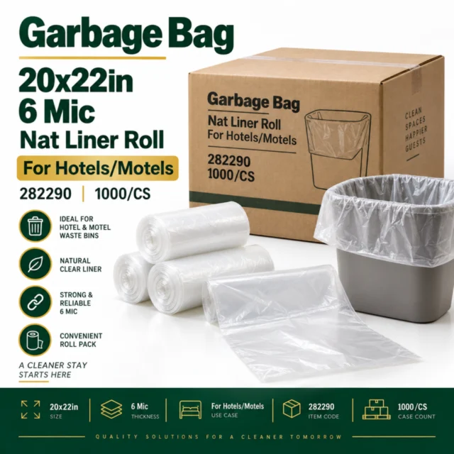 Garbage Bag – 20x22in – 6 Mic - Nat Liner Roll - For Hotels/Motels - 282290 - 1000/CS