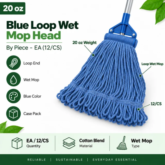 20oz Loop Wet Mop - Blue By Piece - EA - (12/CS)