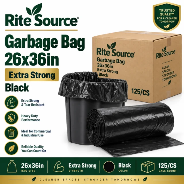 Garbage Bag – 26x36in – Extra Strong - Black - Rite Source - 125/CS
