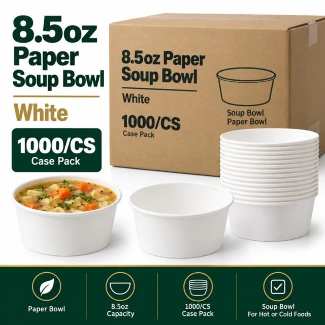 8.5oz Paper Soup Bowl - White - 1000/CS