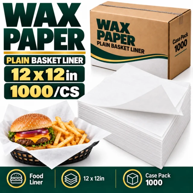 Wax Paper – Plain – Liner Basket - 12×12in (1000/CS)