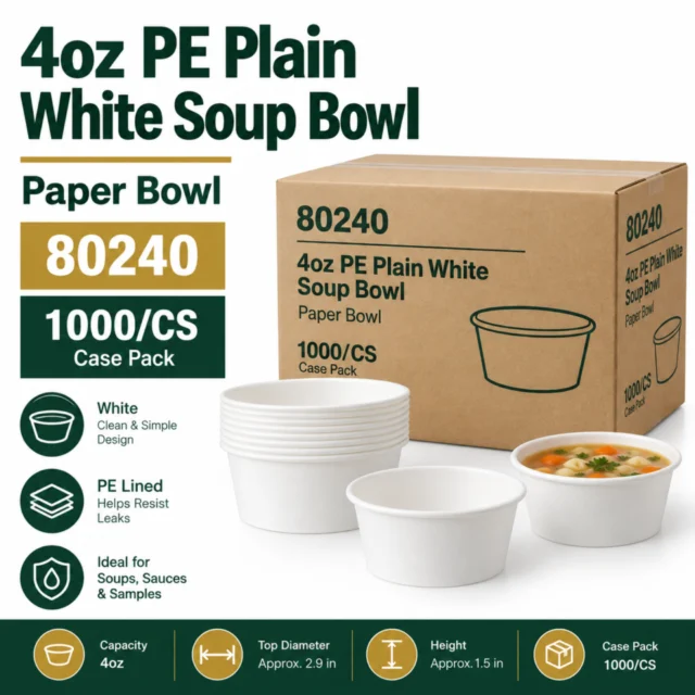 4oz PE Plain White Soup Bowl / Paper Bowl Case (80240) / 1000/CS