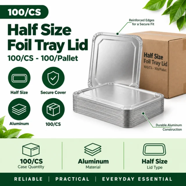 Half Size Foil Tray Lid 100/CS (100/Pallett)