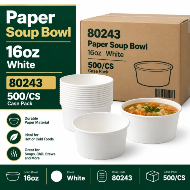 Paper Soup Bowl – 16oz – White / Case - 80243 - 500/CS