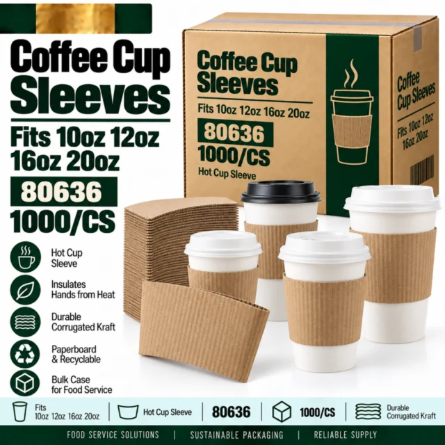 Coffee Cup Sleeves Fit for 10oz, 12oz, 16oz and 20oz Case- 80636 - 1000/CS