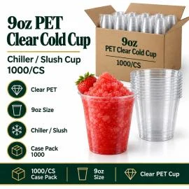 9oz Pet Clear Cold / Chiller / Slush Cup / Case - 1000/CS