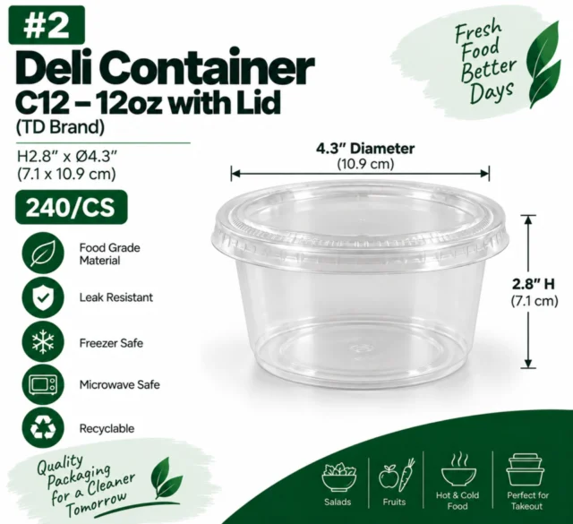 Deli Container – C12 - 12oz with Lid - 240/CS (TD Brand)