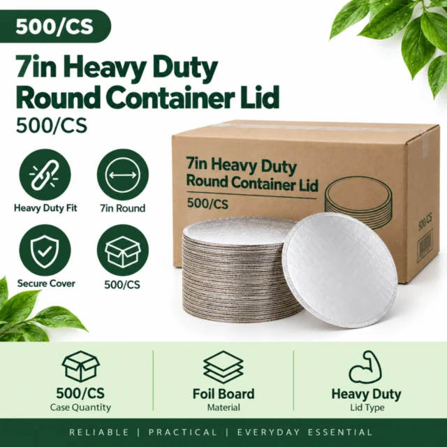 7 Round / 7in Paper Lid for Aluminium Round Foil Container - JandT - 500/CS