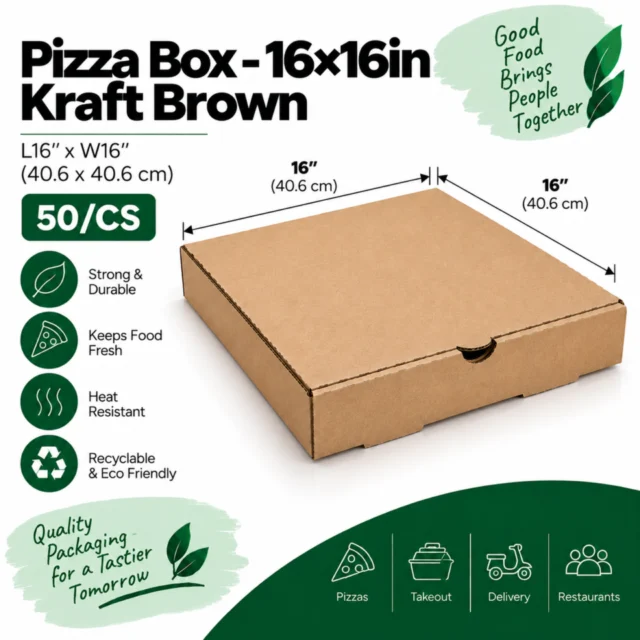 Pizza Box – 16×16in – Brown - 50/CS
