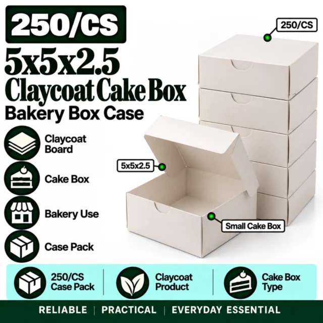 5x5x2.5 Claycoat Cake Box - 250/CS