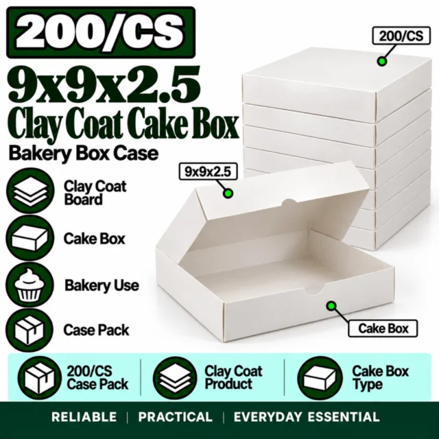 9x9x2.5 Clay Coat Cake Box 200/CS