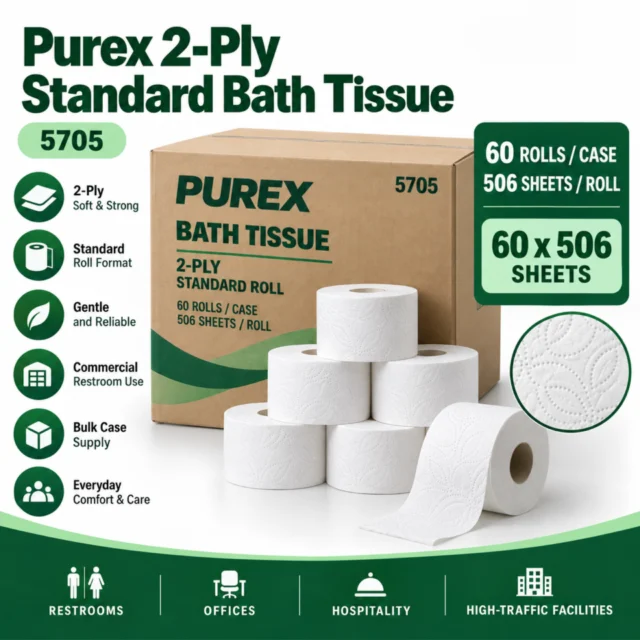 Bath Tissue – 2-Ply – Purex – Standard Roll - 60 Rolls × 506 Sheets - 5705
