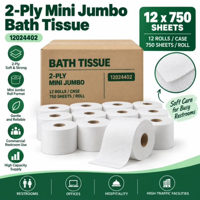 Bath Tissue – 2-Ply – Mini jumbo - 12 Rolls × 750Sheets - 12024402