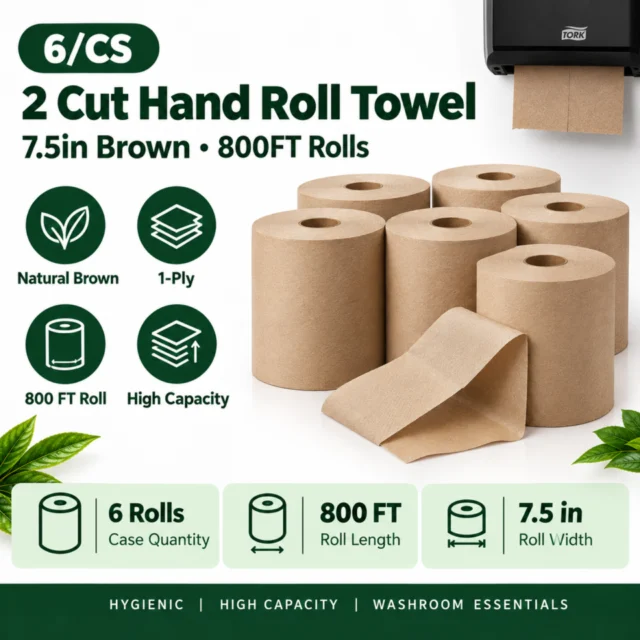 2 Cut Hand Roll Towel - Tork - 7.5in Brown - 71300/7171300 - (6RL/800FT/CA)