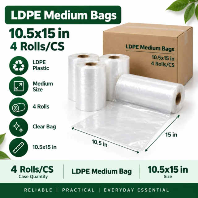 Ldpe Medium 10.5x15 4 Rolls/CS