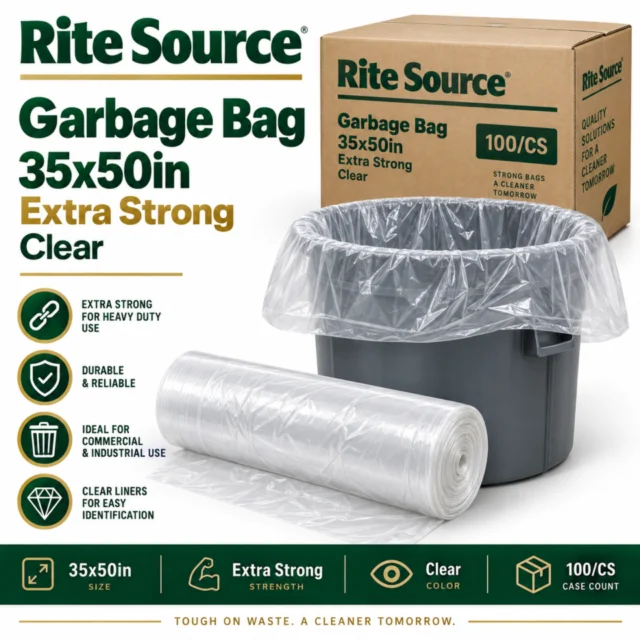 Garbage Bag – 35x50in - Extra Strong – Clear - Rite Soruce - 100/CS