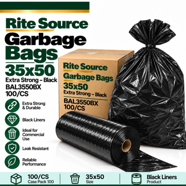 Garbage Bags - 35x50 - Extra Strong - Black - BAL3550BX / Rite Source - 100/CS