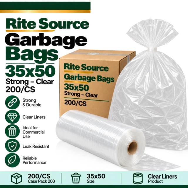 Garbage Bags - 35x50 - Strong - Clear - Rite Source - 200/CS