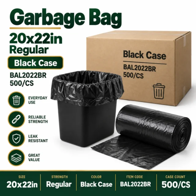 Garbage Bag – 20x22in – Regular – Black Case (BAL2022BR) - 500/CS