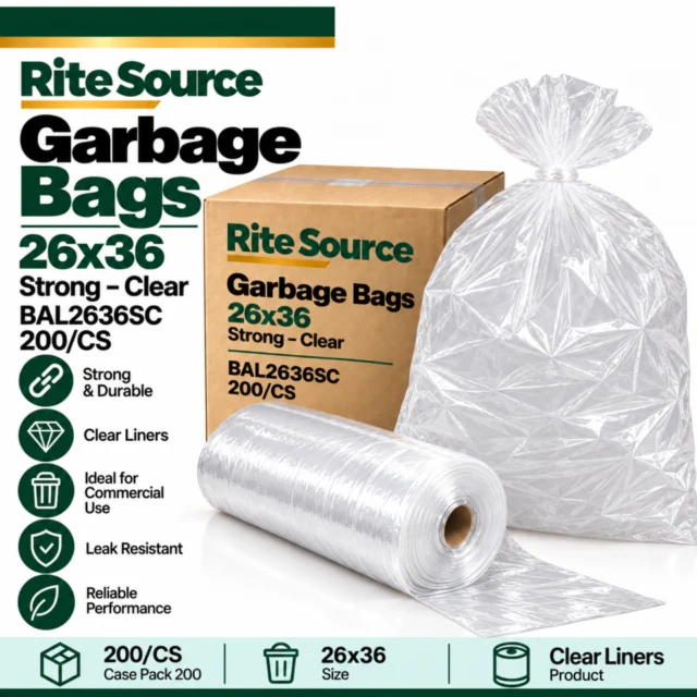 Garbage Bags - 26x36 - Strong - Clear - BAL2636SC / Rite Source - 200/CS