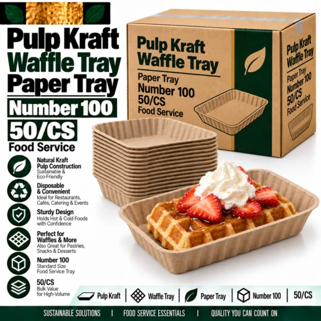 Pulp Kraft Waffle / Paper Tray - Number 100 - 50/CS