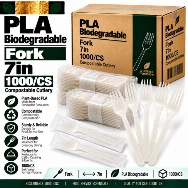 PLA Biogradable Fork - 7in - 1000/CS