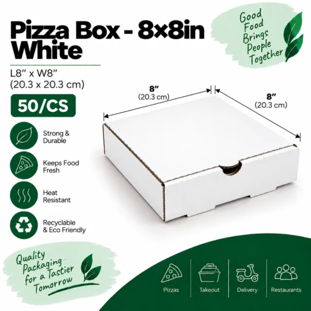 Pizza Box – 8×8in – White (50/Case)