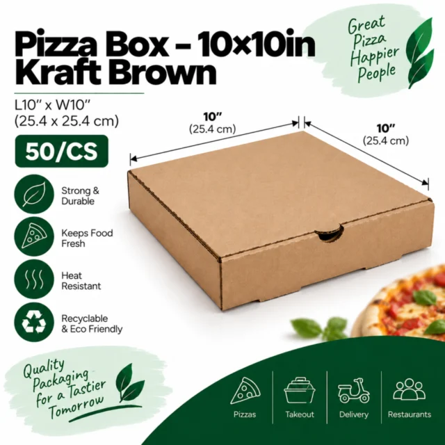 Pizza Box – 10×10in – Brown - 50/CS