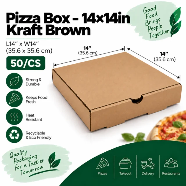 Pizza Box – 14×14in – Brown - 50/CS