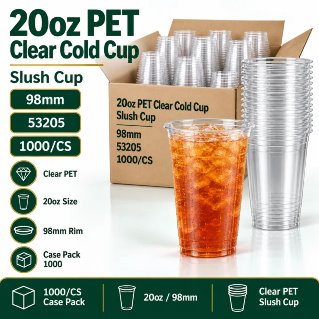 20oz PET Clear Cold Cup / Slush Cup Case - 98mm - 1000/CS (53205)