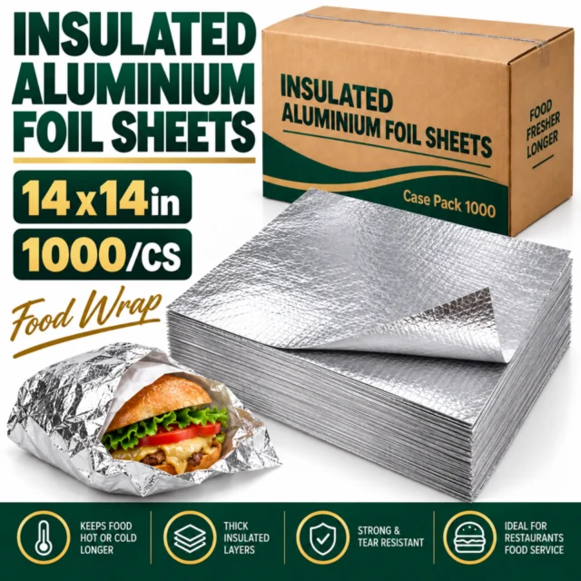 Insulated Aluminium Foil Paper Sheets – 14×14in (1000/CS)