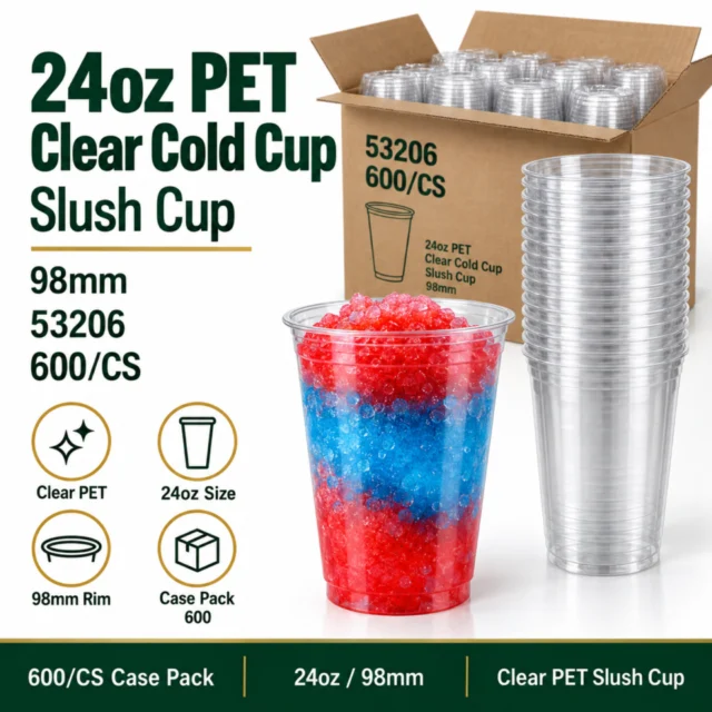 24oz Pet Cear Cold Cup / Slush Cup Case - 98mm - 53206 - 600/CS