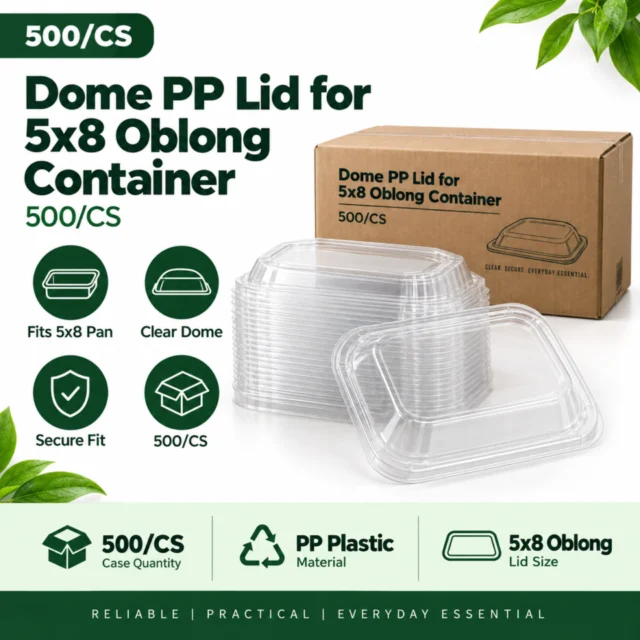 Dome Lid / PP Lid for 5x8 Aluminium Oblong Container - 500/CS