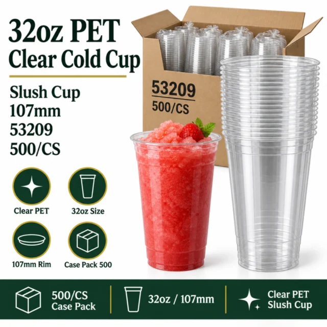 32oz PET Clear Cold Cup / Slush Cup Case - 107mm  - 53209 - 500/CS