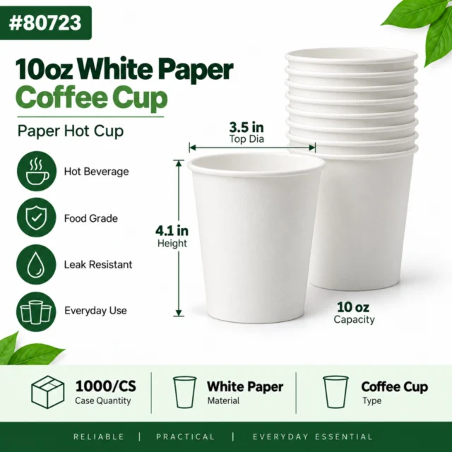 10oz White Paper / Coffee Cup / Case - 80723 - 1000/CS