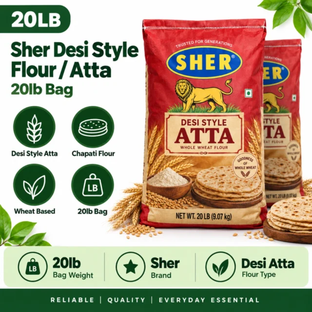 Sher Desi Style Flour / Atta 20lb Bag