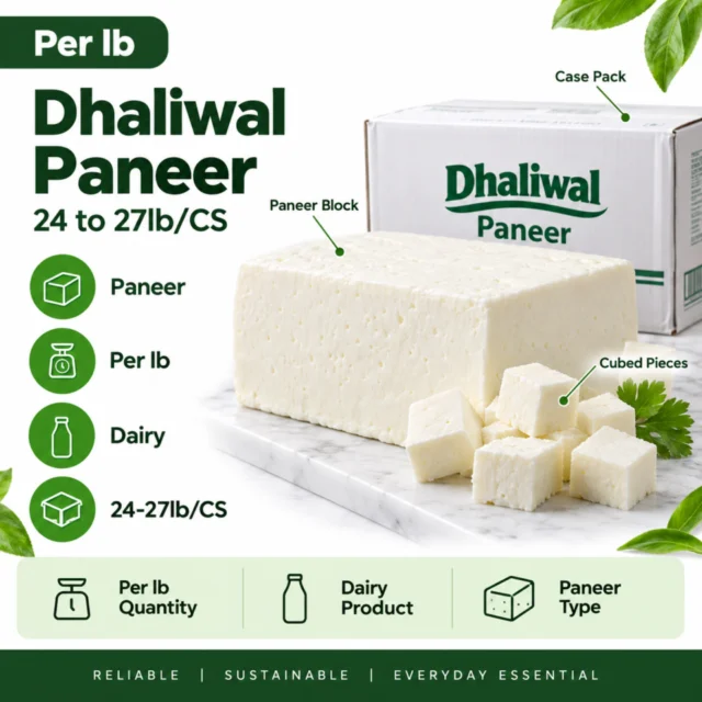 Dhaliwal Paneer Per lb (24 to 27lb/CS)