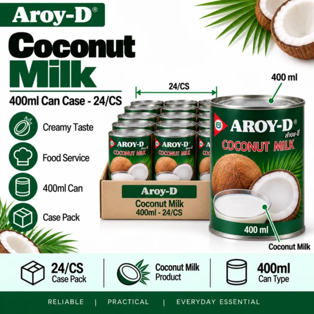 Aroy D Coconut Milk 400ml Can Case - 24/CS