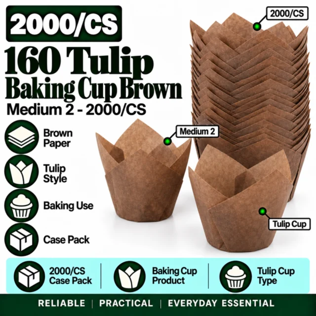 160 Tulip Baking Cup Brown Medium 2 2000/CS